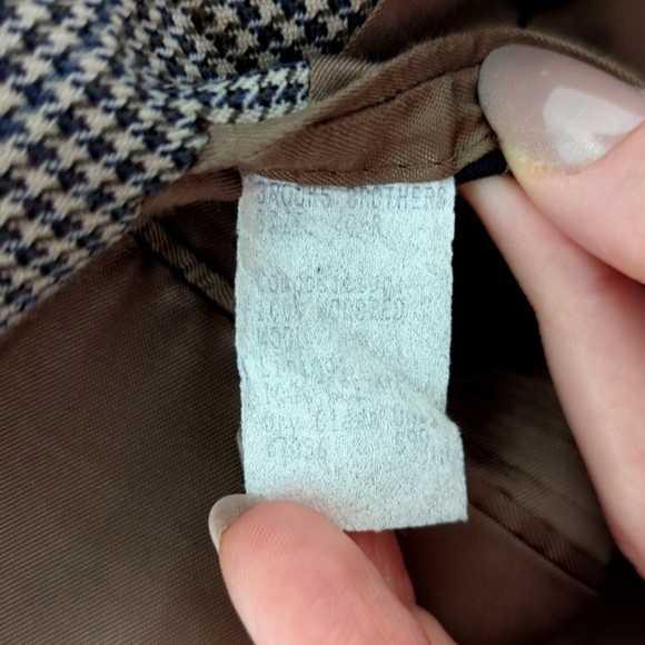 Brooks Brothers Preppy Classic Fit Houndstooth Worsted Wool Blazer Jacket Tan 40 - Picture 10 of 16
